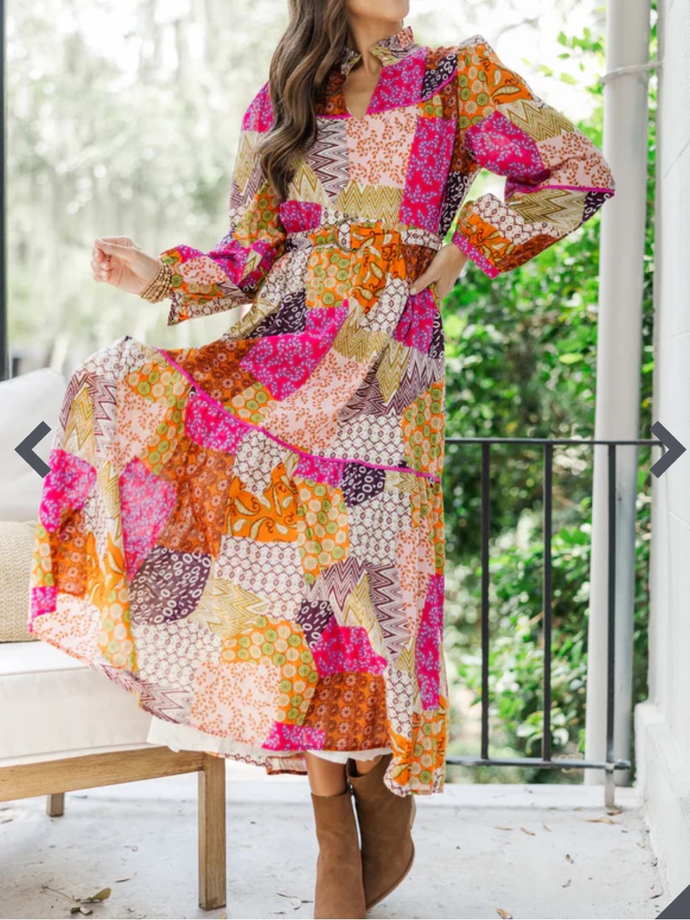 Fate Patchwork Cotton Midi Dress, Size Small